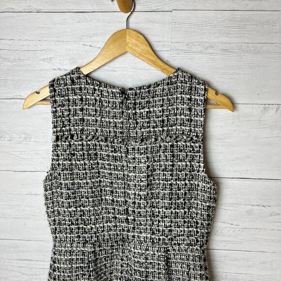 J Crew Dress Womens Size 6 Black & White Tweed Pleated Sheath Academia - Picture 12 of 16